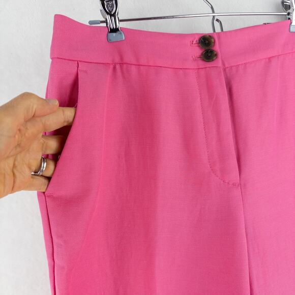 Talbots Greenwich Pants 10P Pink Geranium Linen Wide Leg High Waist NWT - Picture 4 of 12